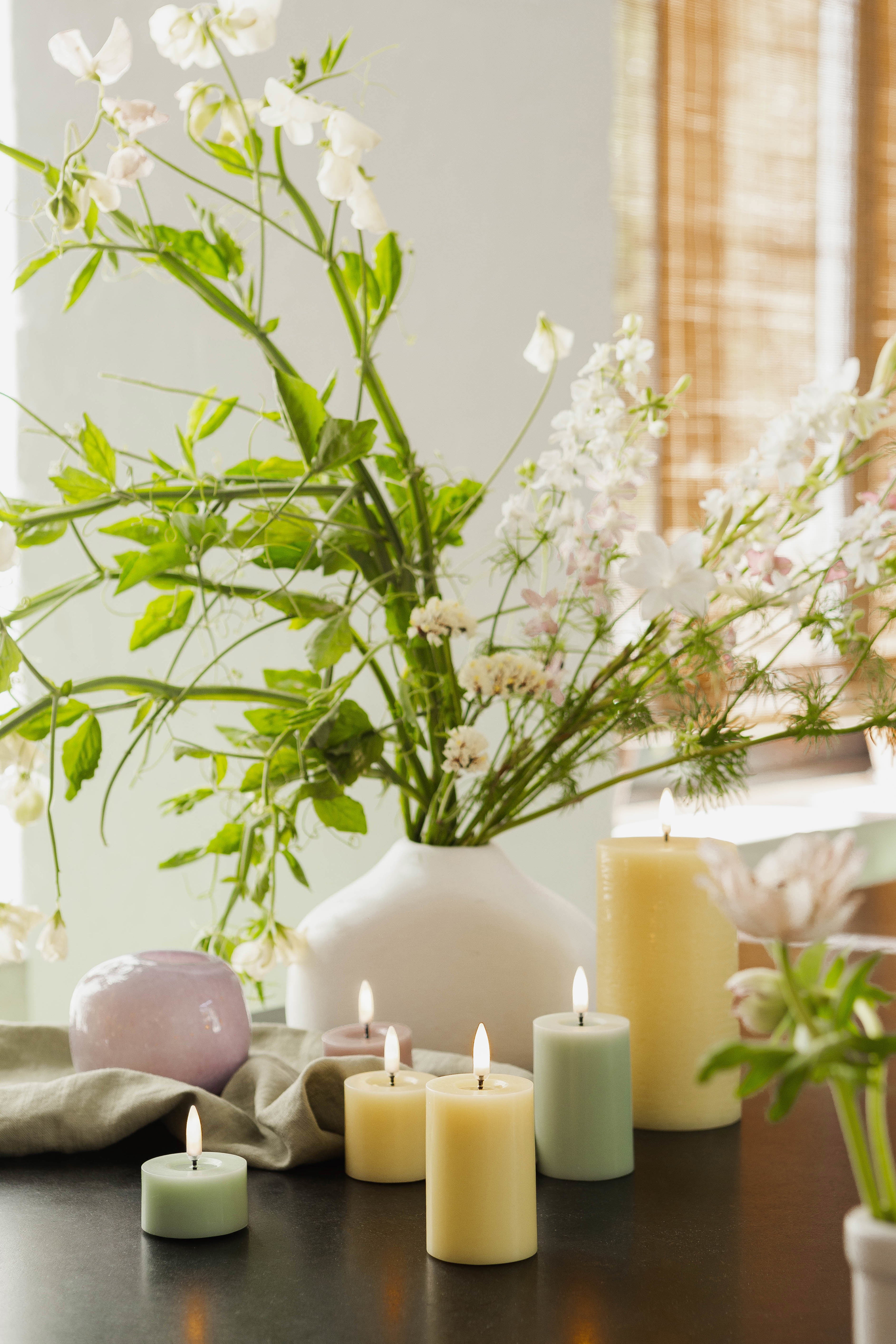 LED Rustic pillar lys, Wheat Yellow - H15 cm.